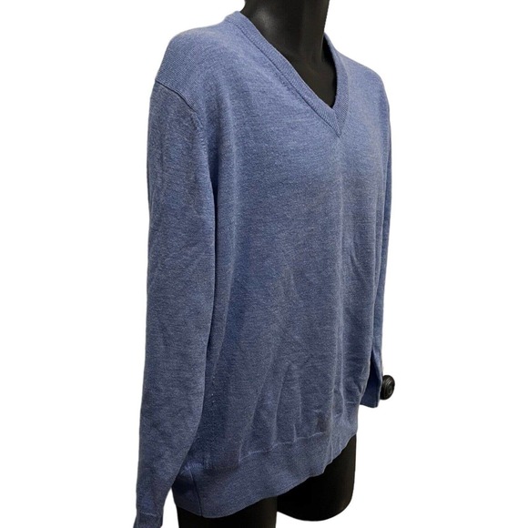 Orvis Men’s 100% Merino Wool V-Neck Pullover Sweater‎ Blue Size Medium - Picture 3 of 4